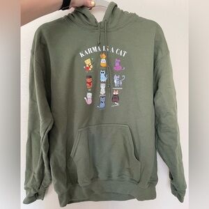 Women’s Taylor Swift Karma is a Cat Green Hoodie - Size Medium